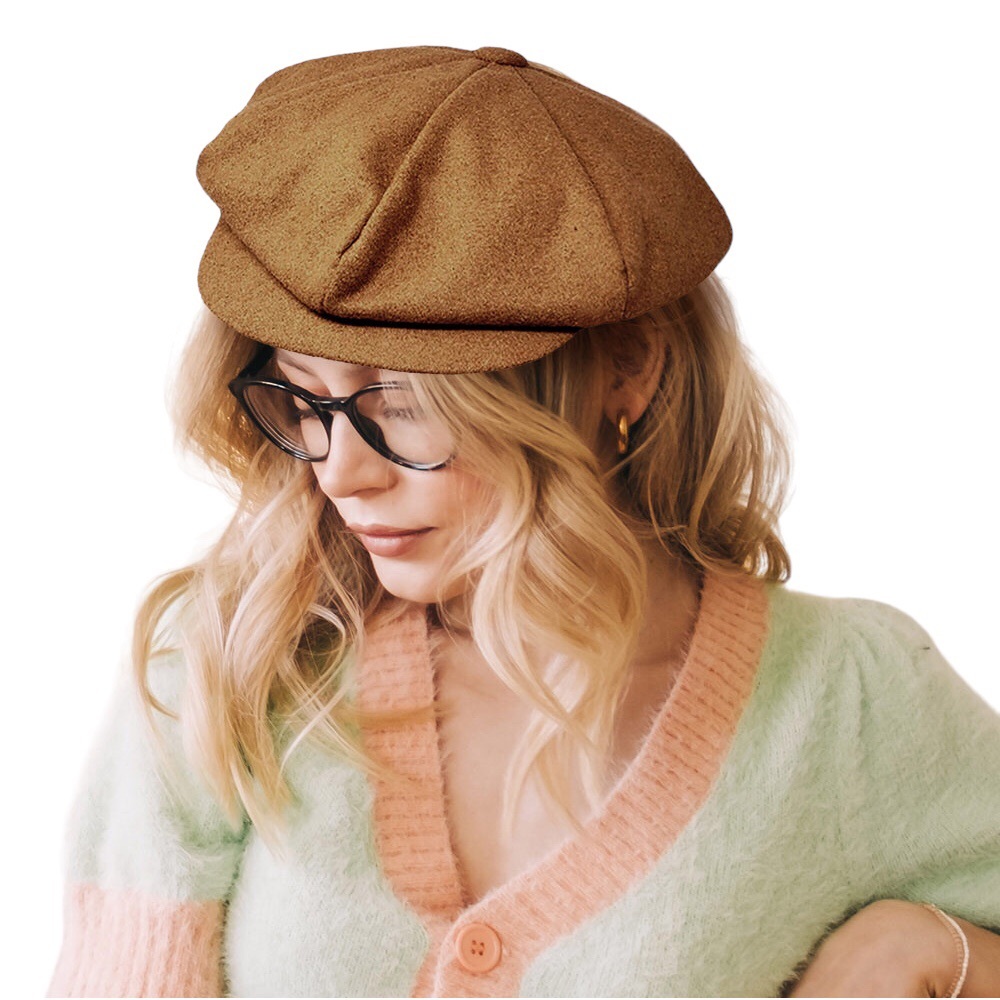 Solid Wool Newsboy Hat Cap